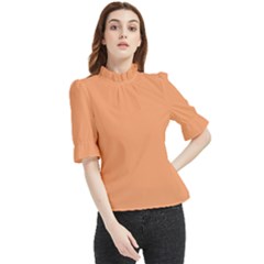 Cantaloupe Orange Frill Neck Blouse