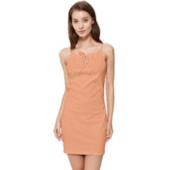 Cantaloupe Orange Summer Tie Front Dress by FabChoice