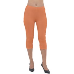 Coral Rose Lightweight Velour Capri Leggings  by FabChoice