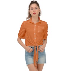 Coral Rose Tie Front Shirt  by FabChoice