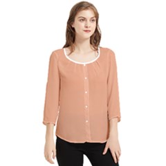 Coral Sands Chiffon Quarter Sleeve Blouse by FabChoice