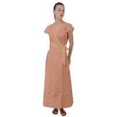 Coral Sands Flutter Sleeve Maxi Dress by FabChoice