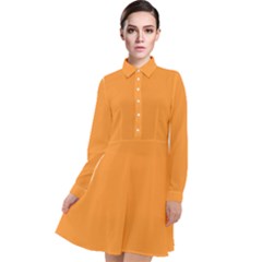 Deep Saffron Orange Long Sleeve Chiffon Shirt Dress by FabChoice