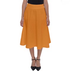 Deep Saffron Orange Perfect Length Midi Skirt by FabChoice