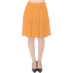 Deep Saffron Orange Velvet High Waist Skirt by FabChoice