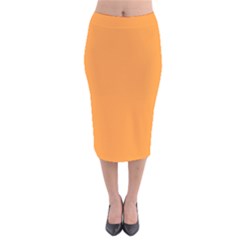 Deep Saffron Orange Velvet Midi Pencil Skirt by FabChoice