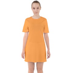 Deep Saffron Orange Sixties Short Sleeve Mini Dress by FabChoice