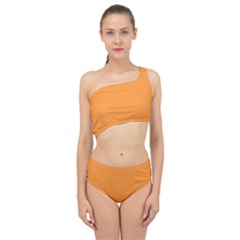 Deep Saffron Orange Spliced Up Two Piece Swimsuit by FabChoice