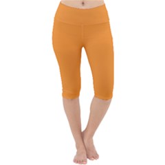 Deep Saffron Orange Lightweight Velour Cropped Yoga Leggings by FabChoice