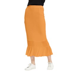 Deep Saffron Orange Maxi Fishtail Chiffon Skirt by FabChoice