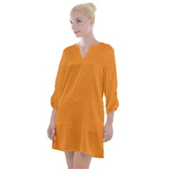 Deep Saffron Orange Open Neck Shift Dress by FabChoice