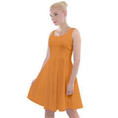 Deep Saffron Orange Knee Length Skater Dress by FabChoice