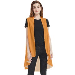 Deep Saffron Orange Sleeveless Chiffon Waistcoat Shirt