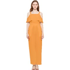 Deep Saffron Orange Draped Sleeveless Chiffon Jumpsuit