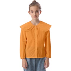 Deep Saffron Orange Kids  Peter Pan Collar Blouse by FabChoice