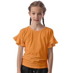 Deep Saffron Orange Kids  Cut Out Flutter Sleeves by FabChoice