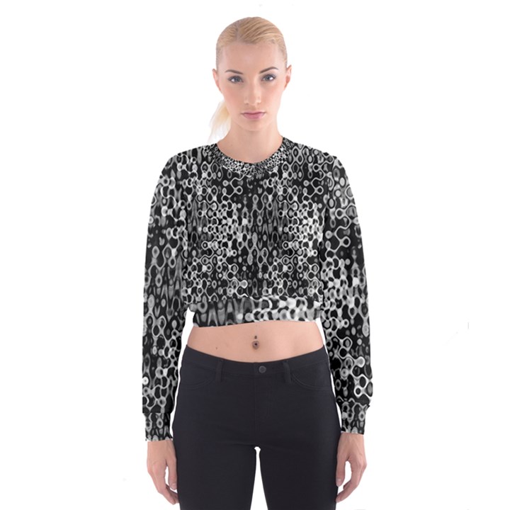 Black And White Modern Abstract Design Cropped Sweatshirt