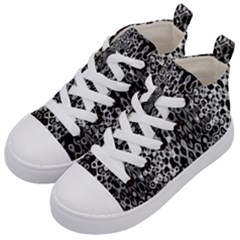 Black And White Modern Abstract Design Kids  Mid-top Canvas Sneakers by dflcprintsclothing