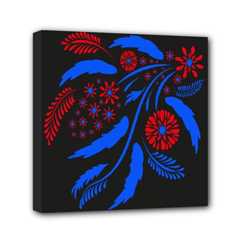 Folk Floral Art Print  Flowers Abstract Art  Poster  Mini Canvas 6  X 6  (stretched) by Eskimos