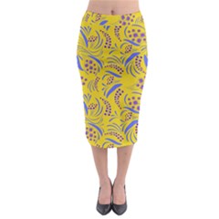 Folk Flowers Art Pattern Floral Abstract Surface Design  Seamless Pattern Midi Pencil Skirt by Eskimos