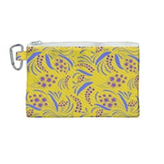 Folk Flowers Art Pattern Floral Abstract Surface Design  Seamless Pattern Canvas Cosmetic Bag (medium) by Eskimos