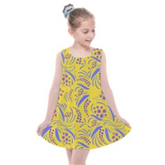 Folk Flowers Art Pattern Floral Abstract Surface Design  Seamless Pattern Kids  Summer Dress by Eskimos