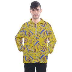 Folk Flowers Art Pattern Floral Abstract Surface Design  Seamless Pattern Men s Half Zip Pullover by Eskimos