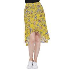 Folk Flowers Art Pattern Floral Abstract Surface Design  Seamless Pattern Frill Hi Low Chiffon Skirt