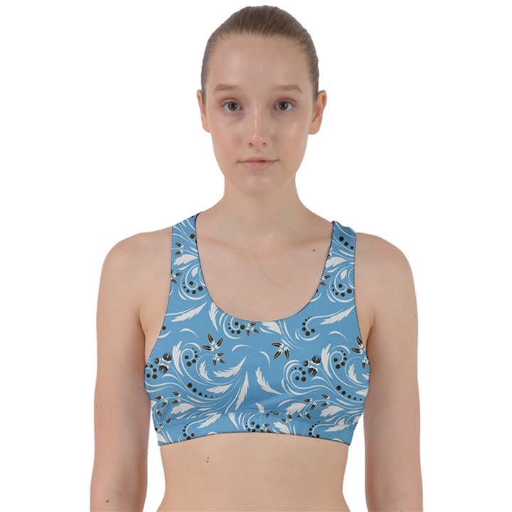 Folk flowers art pattern Floral abstract surface design  Seamless pattern Back Weave Sports Bra