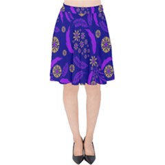 Folk Flowers Art Pattern Floral Abstract Surface Design  Seamless Pattern Velvet High Waist Skirt by Eskimos