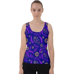 Folk Flowers Art Pattern Floral Abstract Surface Design  Seamless Pattern Velvet Tank Top by Eskimos