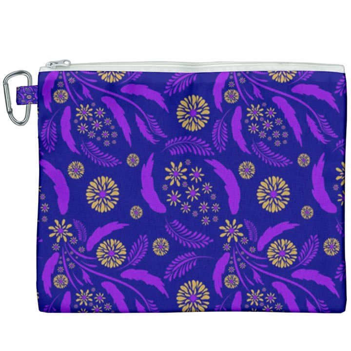 Folk flowers art pattern Floral abstract surface design  Seamless pattern Canvas Cosmetic Bag (XXXL)