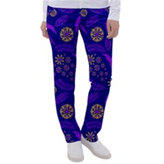 Folk Flowers Art Pattern Floral Abstract Surface Design  Seamless Pattern Women s Casual Pants