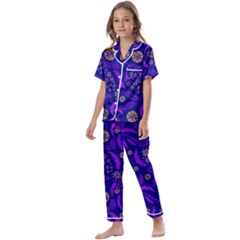 Folk Flowers Art Pattern Floral Abstract Surface Design  Seamless Pattern Kids  Satin Short Sleeve Pajamas Set by Eskimos