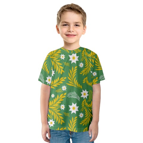 Folk Flowers Art Pattern Floral Abstract Surface Design  Seamless Pattern Kids  Sport Mesh Tee by Eskimos