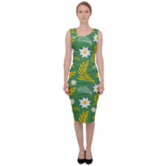 Folk Flowers Art Pattern Floral Abstract Surface Design  Seamless Pattern Sleeveless Pencil Dress by Eskimos