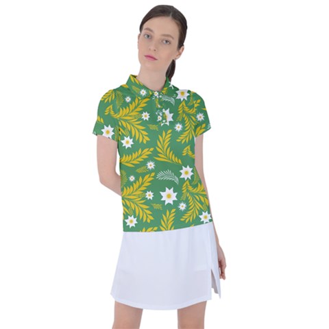 Folk Flowers Art Pattern Floral Abstract Surface Design  Seamless Pattern Women s Polo Tee by Eskimos