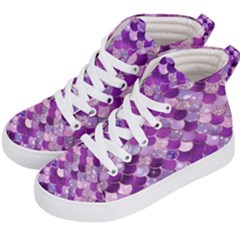 Mermaid Purple Scales Kids  Hi-top Skate Sneakers