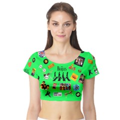 The Beatles Short Sleeve Crop Top by ladysharonawitchery