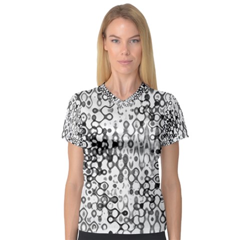 White And Black Modern Abstract Design V-neck Sport Mesh Tee by dflcprintsclothing