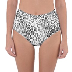 White And Black Modern Abstract Design Reversible High-waist Bikini Bottoms