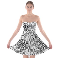 White And Black Modern Abstract Design Strapless Bra Top Dress by dflcprintsclothing