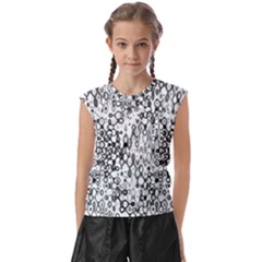 White And Black Modern Abstract Design Kids  Raglan Cap Sleeve Tee