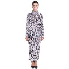 White And Black Modern Abstract Design Turtleneck Maxi Dress