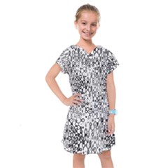 White And Black Modern Abstract Design Kids  Drop Waist Dress