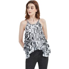 White And Black Modern Abstract Design Flowy Camisole Tank Top