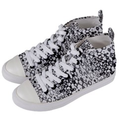 White And Black Modern Abstract Design Women s Mid-top Canvas Sneakers by dflcprintsclothing