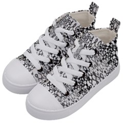 White And Black Modern Abstract Design Kids  Mid-top Canvas Sneakers by dflcprintsclothing