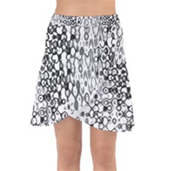 White And Black Modern Abstract Design Wrap Front Skirt