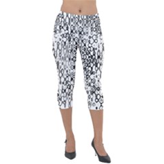 White And Black Modern Abstract Design Lightweight Velour Capri Leggings  by dflcprintsclothing